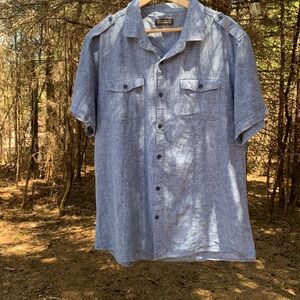 Men’s Denver Hayes Linen Blend Short Sleeve Shirt Size XL